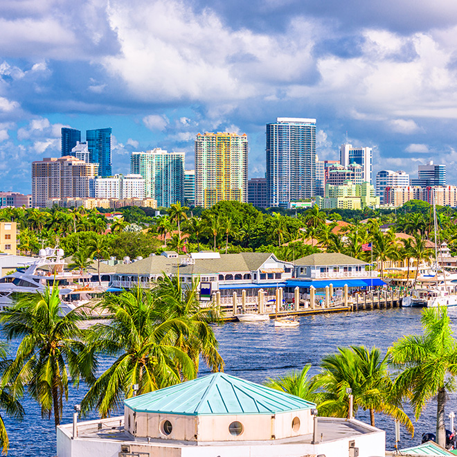 The Fort Lauderdale, Florida city skyline.