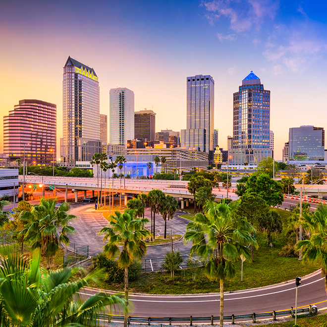 The Tampa, Florida city skyline.